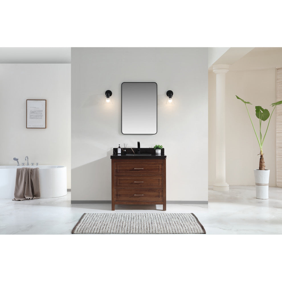 WK2428-36-EB-B Vanity With Mirror, Sconce and Faucet Included