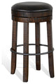 Backless Swivel Barstool Black Leather Seat 30"H Set Of 2
