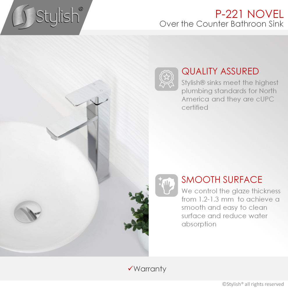 STYLISH 15" White Oval Ceramic Vessel Bathroom Sink