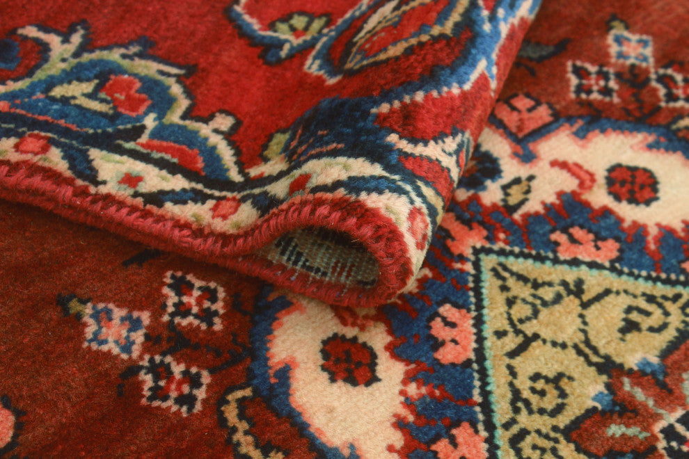 Fine Vintage Distressed Aimal Red/Beige Runner, 2'2x11'10
