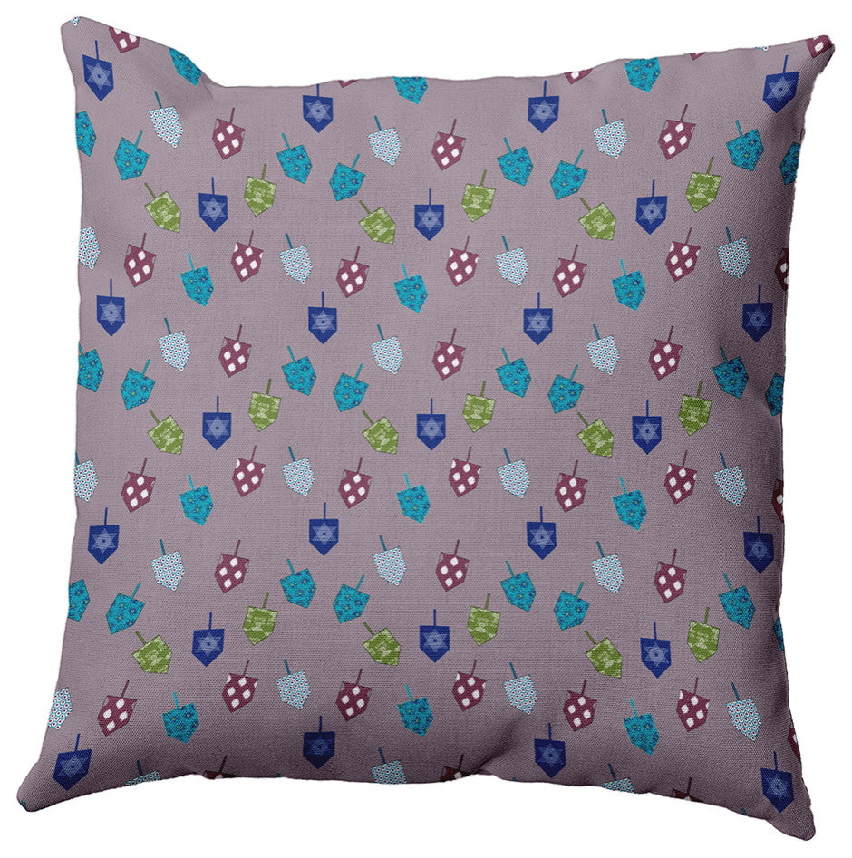 Dreidel Pattern Indoor/Outdoor Throw Pillow, Light Purple, 20"x20"