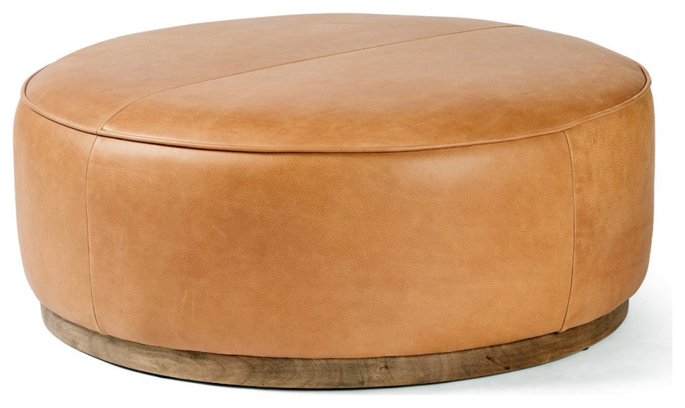 Sinclair Large Round Ottoman-Bttrscotch