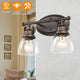 2-Light Antique Wall Lights Industrial Glass Wall Sconce With Oil Rubbed Finish