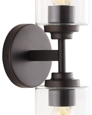 Giles 16" 2-Light Farmhouse Iron Cylinder LED Vanity, Oil Rubbed Bronze/Clear