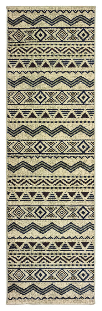 Oriental Weavers Linden Grey/ Blue Southwest/Lodge Indoor Area Rug 2'3"X7'6"