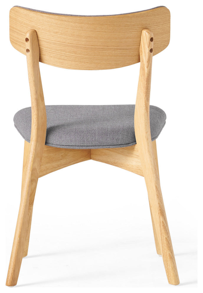 GDF Studio Mid-Century Modern Upholstered Dining Chairs, Set of 4, Dark Gray/Oak