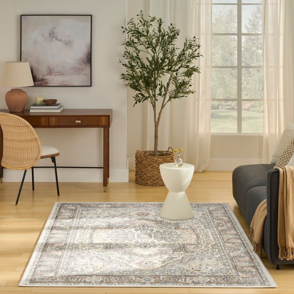 Nourison Quarry 5'3" x 7'3" Ivory Grey Taupe Vintage Indoor Rug