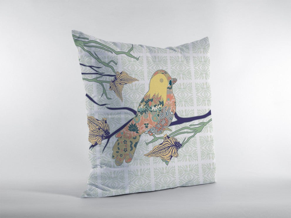 20" Light Green Sparrow Suede Throw Pillow