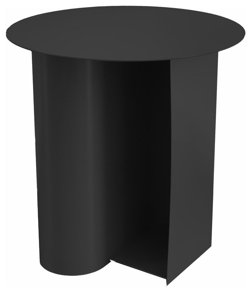 Pangea Home Que 18" Modern Metal Magazine Side Table in Black