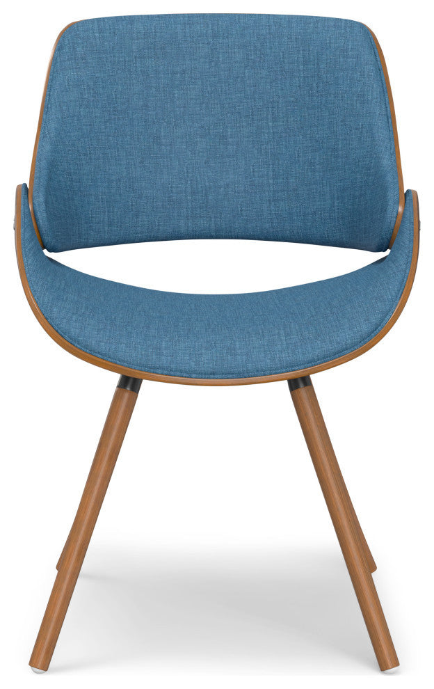 Malden Bentwood Dining Chair with Wood Back in Blue Linen Look Fabric