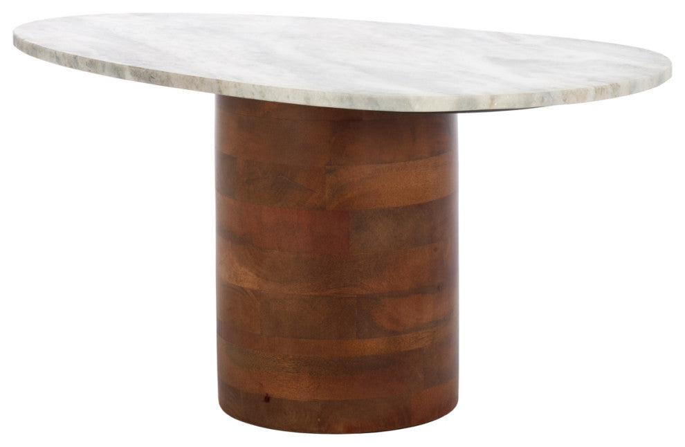 Safavieh Mono Large Marble Side Table, Off White/Walnut
