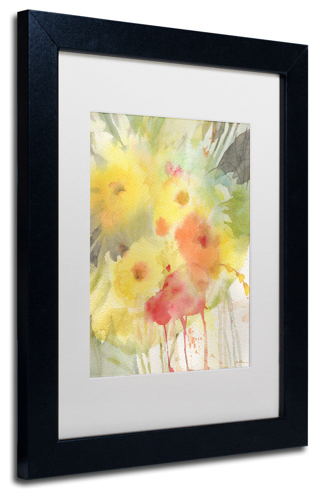 Sheila Golden ''Wooded Floral'' Matted Framed Art, Black Frame, White, 14x11