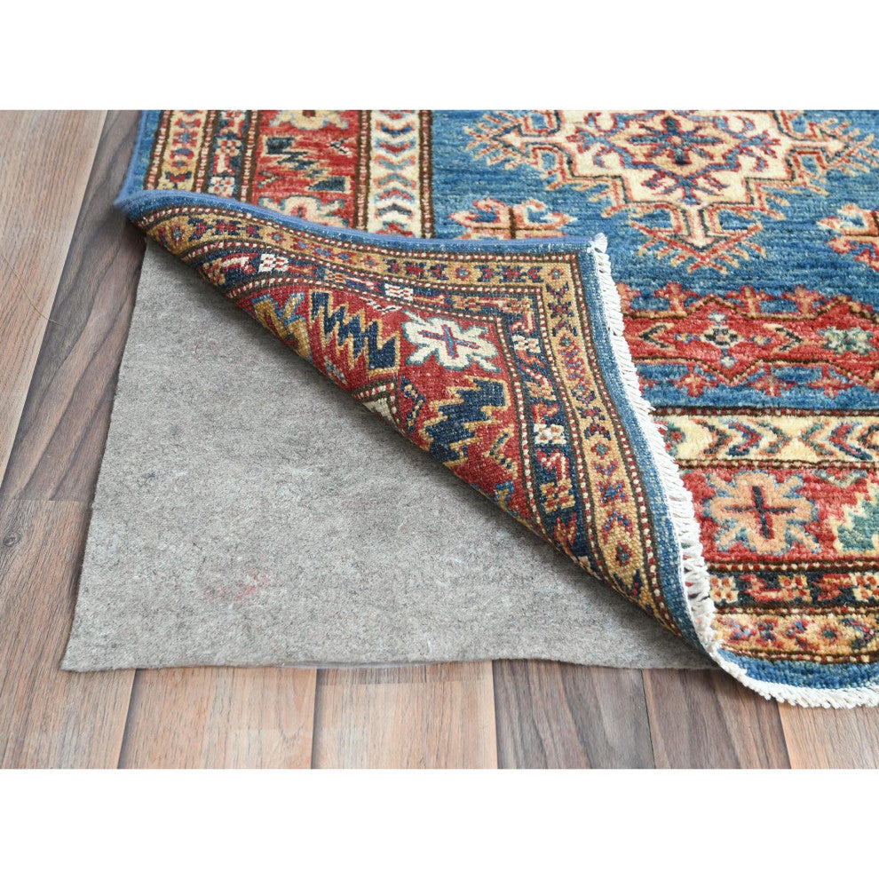 Denim Blue Hand Knotted Afghan Super Kazak Organic Wool XL Runner Rug 2'8"x40'8"