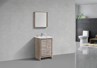 KubeBath Dolce 24" Bathroom Vanity, White Quartz Countertop, High Gloss White, N