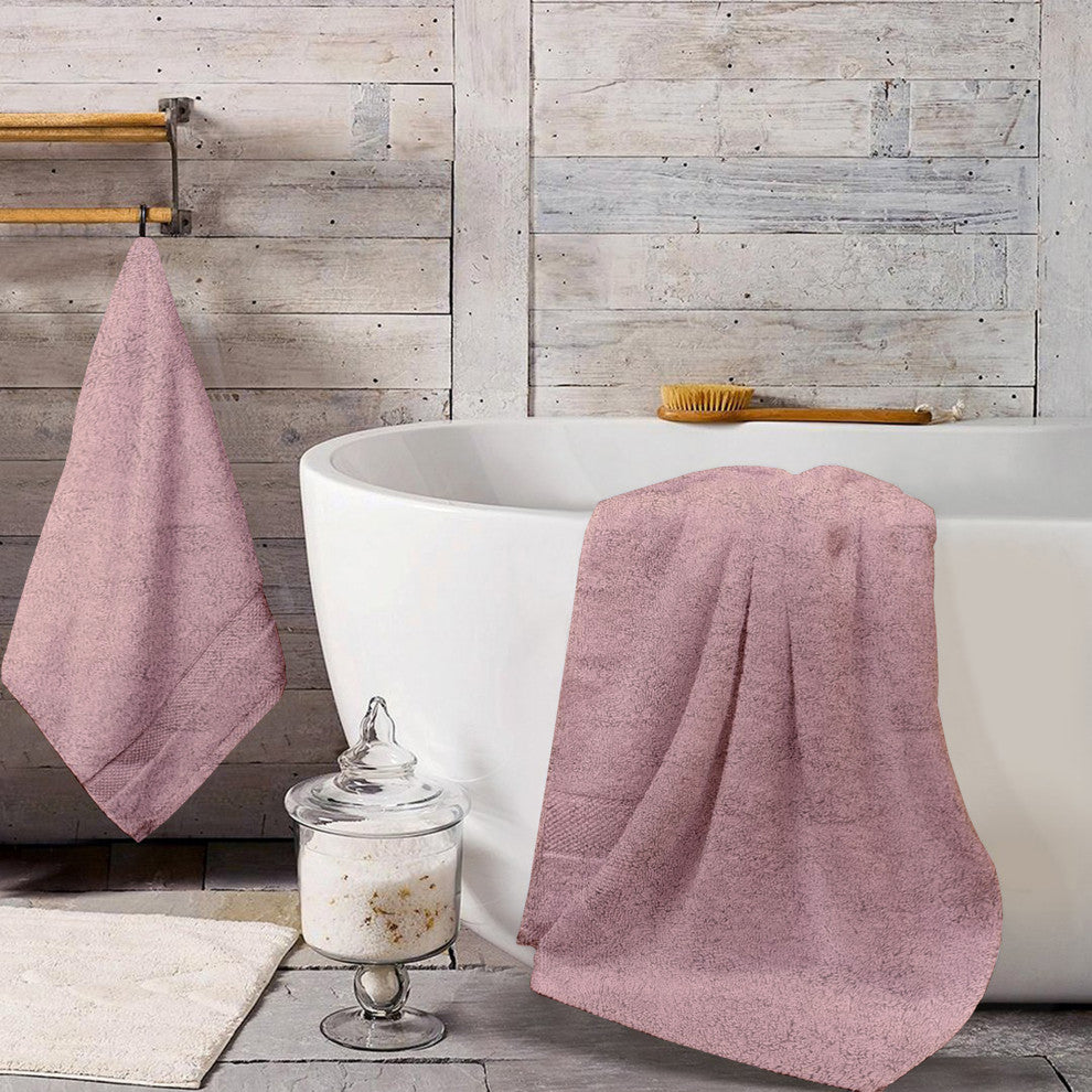 Organic Cotton 650 GSM Plush Feather Touch Quick Dry Bath Sheet, Rose Dust, Pack of 4