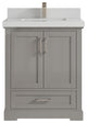 Boston 30 Single Sink Bath Vanity in Elephant Skin Gray 2" Carrara Quartz