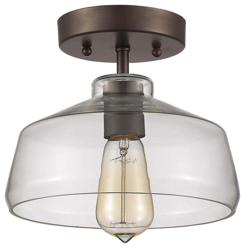 Ironclad  1-Light Rubbed Bronze Semi-Flush Ceiling Fixture