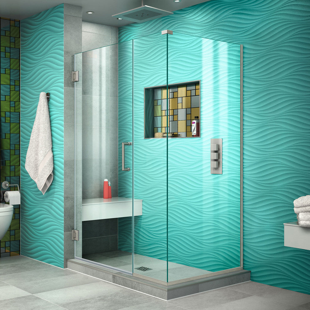 DreamLine Unidoor Plus 41"x34.375"x72" Hinged Shower Enclosure, Brushed Nickel