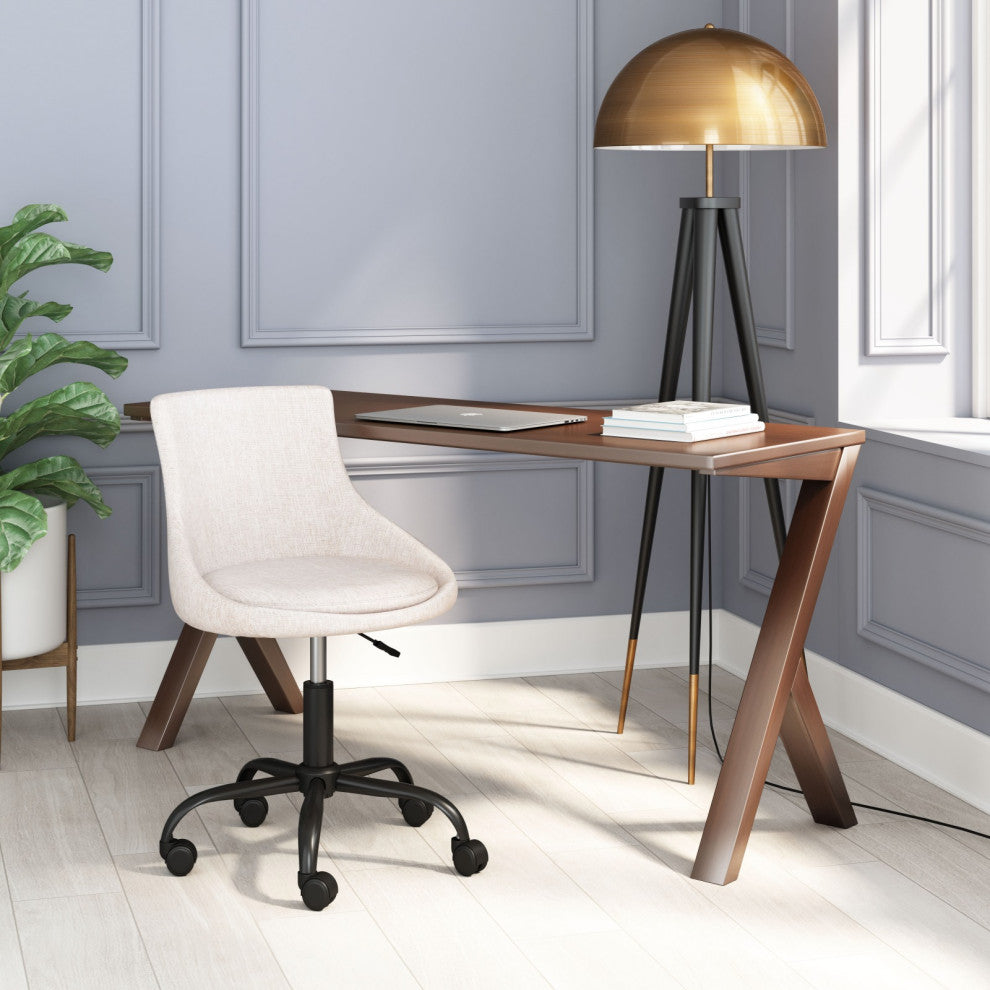 Computer Work Chair, Steel Metal, Fabric, Beige, Black, Home Business Office