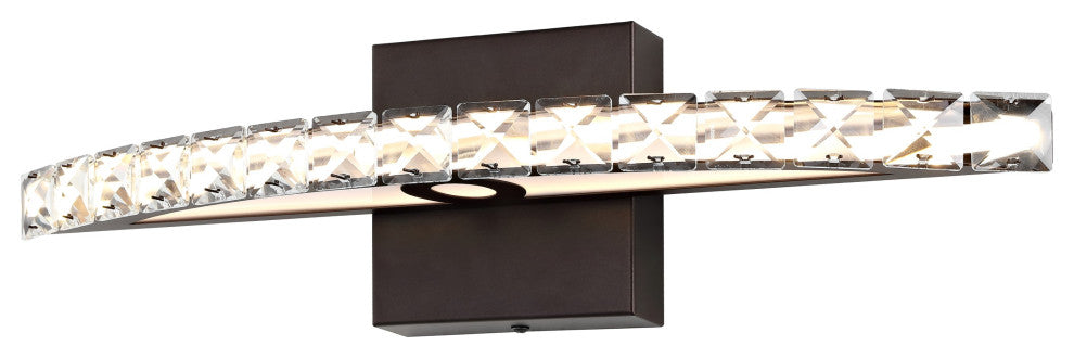 Alyson 18" 1-Light Iron/Acrylic Integrated Vanity Light, Oil Rubbed Bronze/Clear