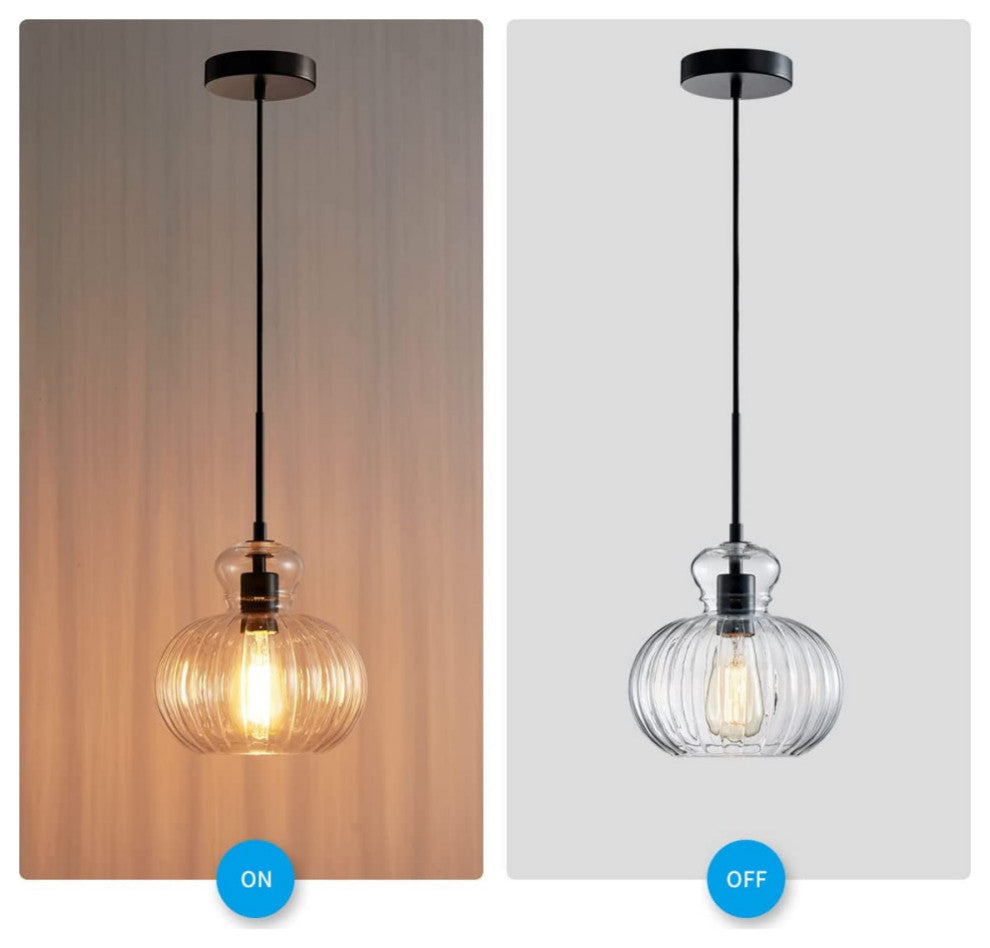 Farmhouse Kitchen Island Pendant Light Glass Globe Pendant Lamp Lighting