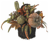 Fall Pumpkin and Berry Table Arrangement, Green