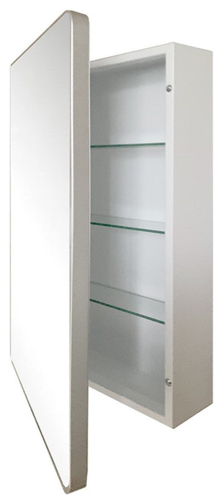 Rectangular Metal Frame Medicine Cabinet, Brushed Silver