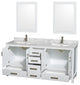 Wyndham WCS141472DWHCMUNSM24 72 Inch Double Bathroom Vanity in White