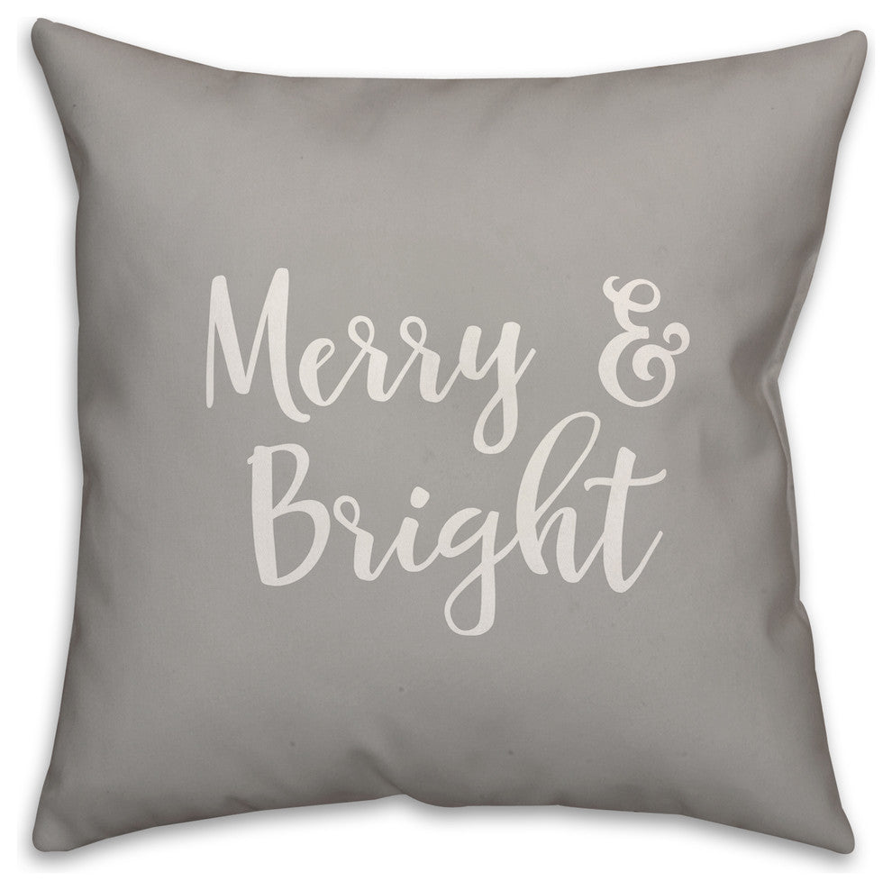 Merry & Bright, Gray 18x18 Throw Pillow