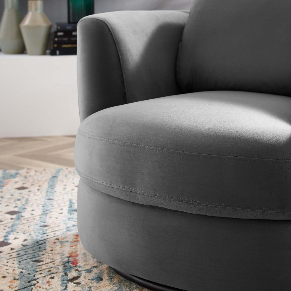 Armchair Accent Chair, Velvet, Gray, Modern, Living Lounge Hospitality