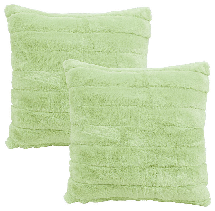 BOON Rabbit Jumbo Fur Throw and Pillow, 3-Piece Set, Nile Green