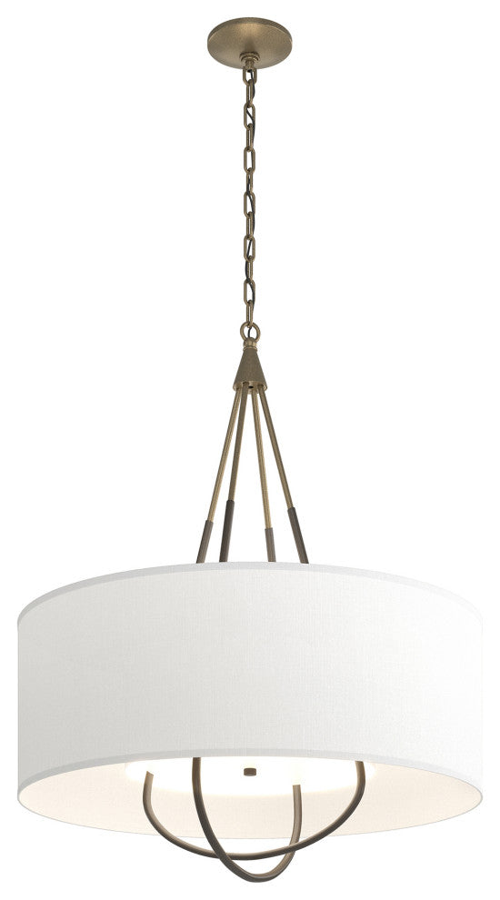 Loop Pendant, Soft Gold Finish, Dark Smoke Accents, Natural Anna Shade