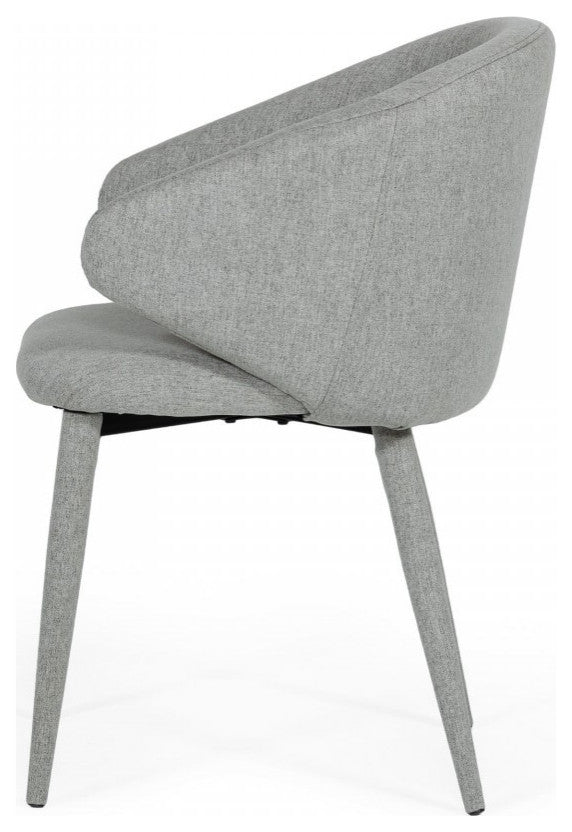 Set of Two Gray Fabric Wrapped Dining Chairs