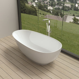 ADM Round Freestanding Bathtub, White, 63", Glossy White