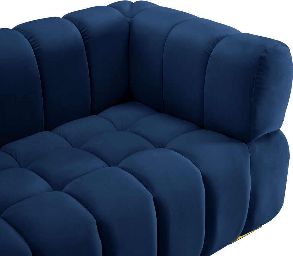 Gwen Velvet Upholstered Chair, Navy, Loveseat