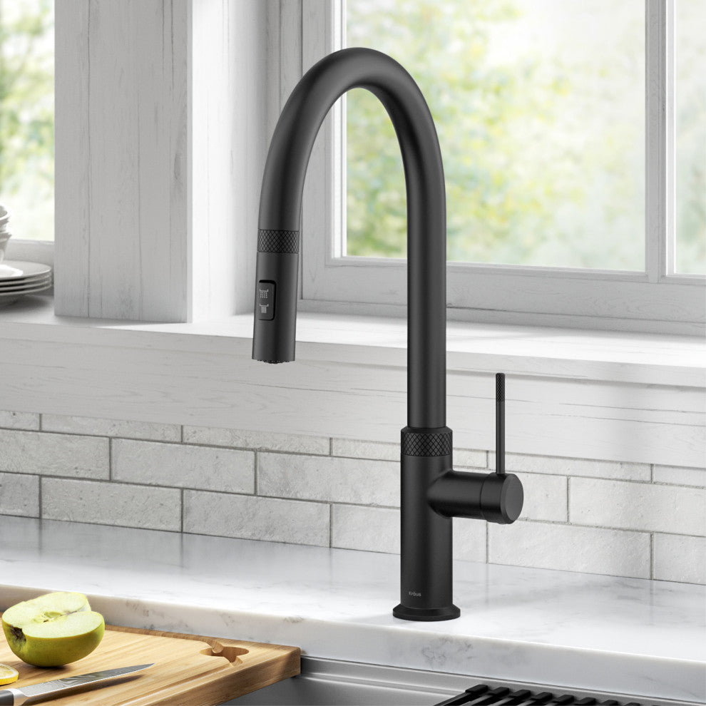 Oletto Pull-Down 1-Hole Kitchen Faucet, Matte Black, Model Kpf-2654mb
