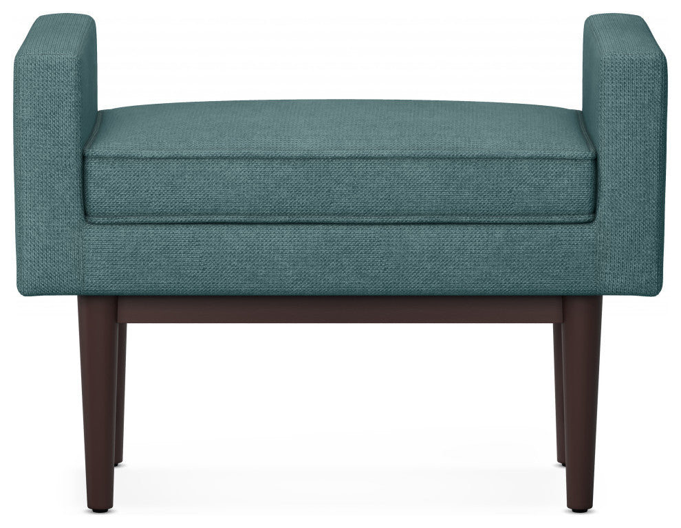 Scott Solid Hardwood Small Ottoman Bench, Smoky Teal