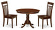 3 Pc Set With A Round Dinette Table And 2 Leather Kitchen Chairs, Mahogany
