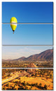 Large Yellow Balloon over Mountains, Landscape Canvas Art, 28"x48", 4 Panels