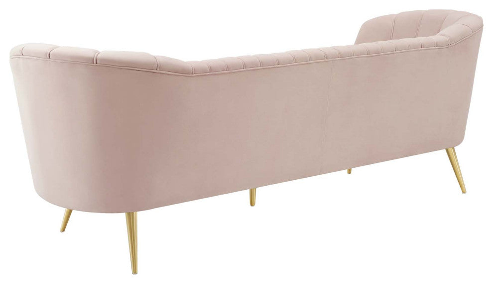 Opportunity Vertical Channel Tufted Curved Performance Velvet Sofa