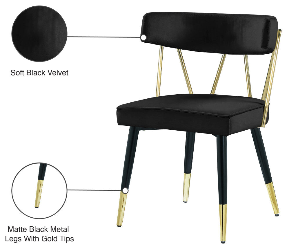 Rheingold Upholstered Dining Chair, Black, Velvet