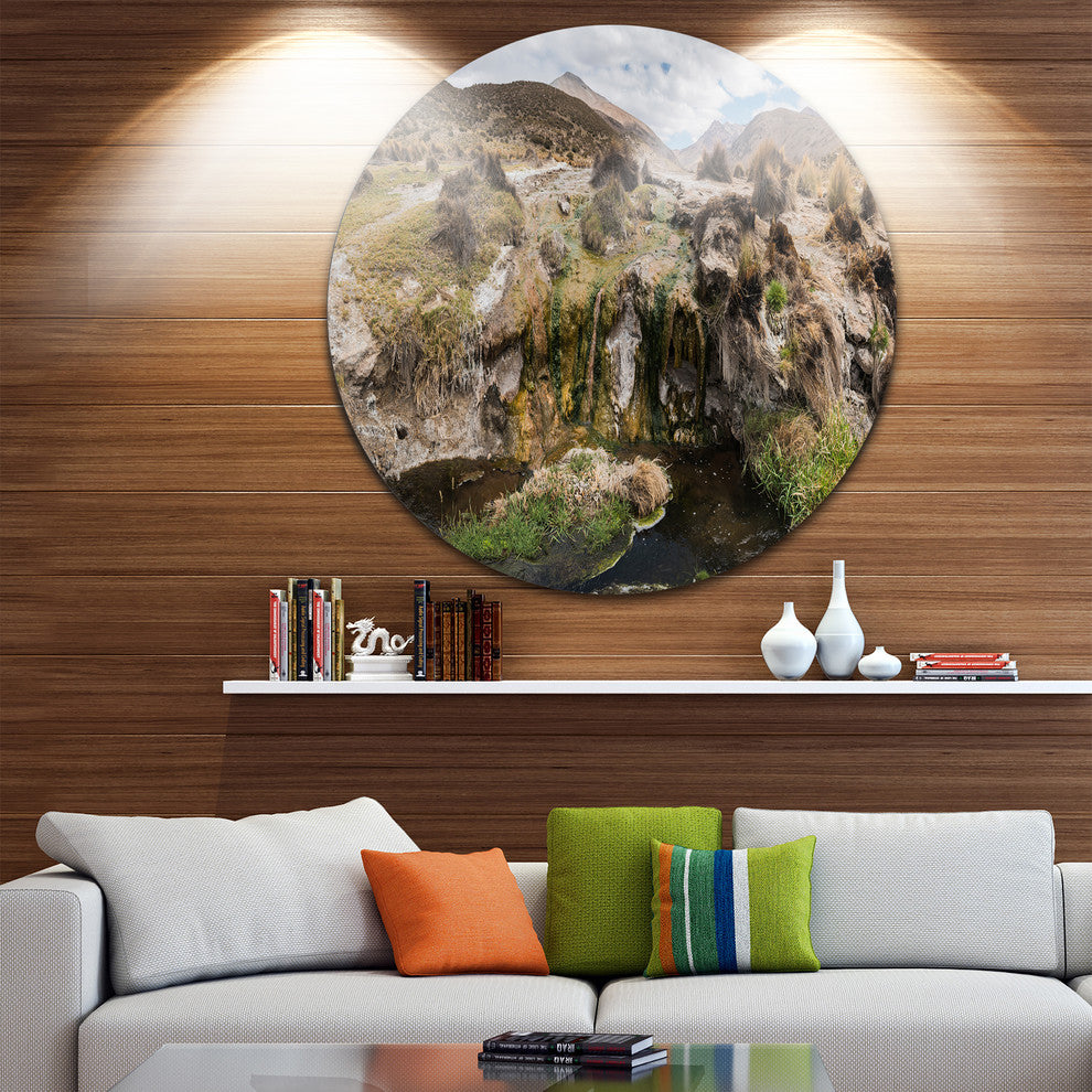 Fumaroles Altipano Geothermal Area, Landscape Disc Metal Artwork, 36"
