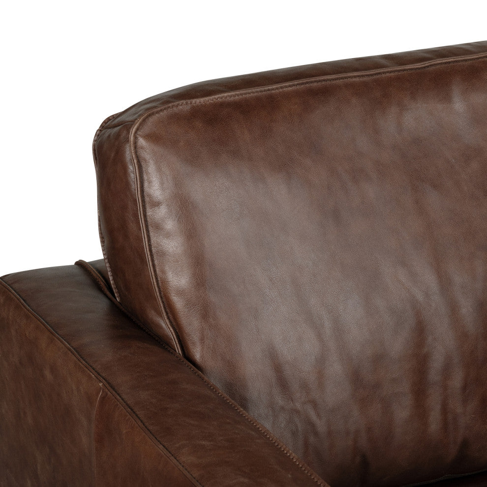 Poly and Bark Mateo Leather Lounge Chair, Chocolate Brown