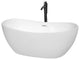 Rebecca 60 to 70" Freestanding Bathtub with options, Shiny White Trim, 60 Inch, Floor Mounted Faucet in Matte Black