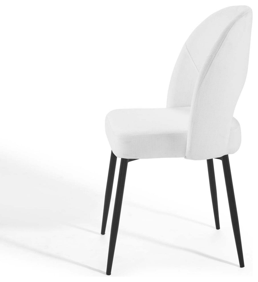 Side Dining Chair, Set of 2, Fabric, Metal, Black White, Cafe Bistro Restaurant