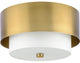 Silva Collection Two-Light Brushed Nickel White Linen Shade 14" Flush Mount, Brushed Bronze
