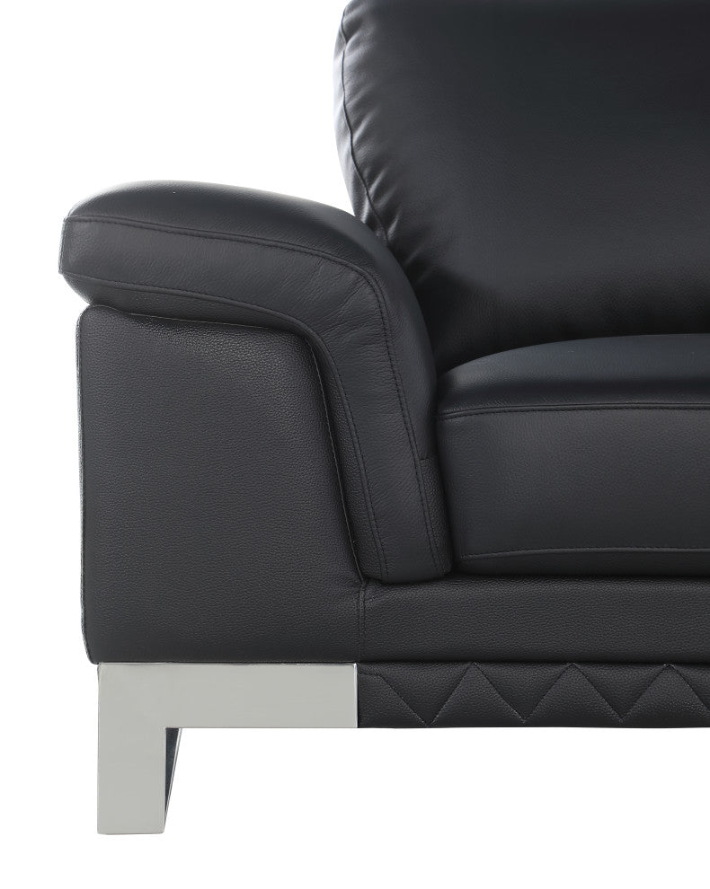 Naples Contemporary Genuine Italian Leather Sofa Black