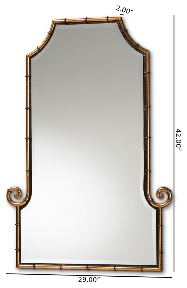 Layan Hollywood Style Gold Finished Metal Bamboo Inspired Accent Wall Mirror