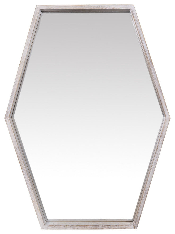 Wooden Hexagonal Wall Mirror