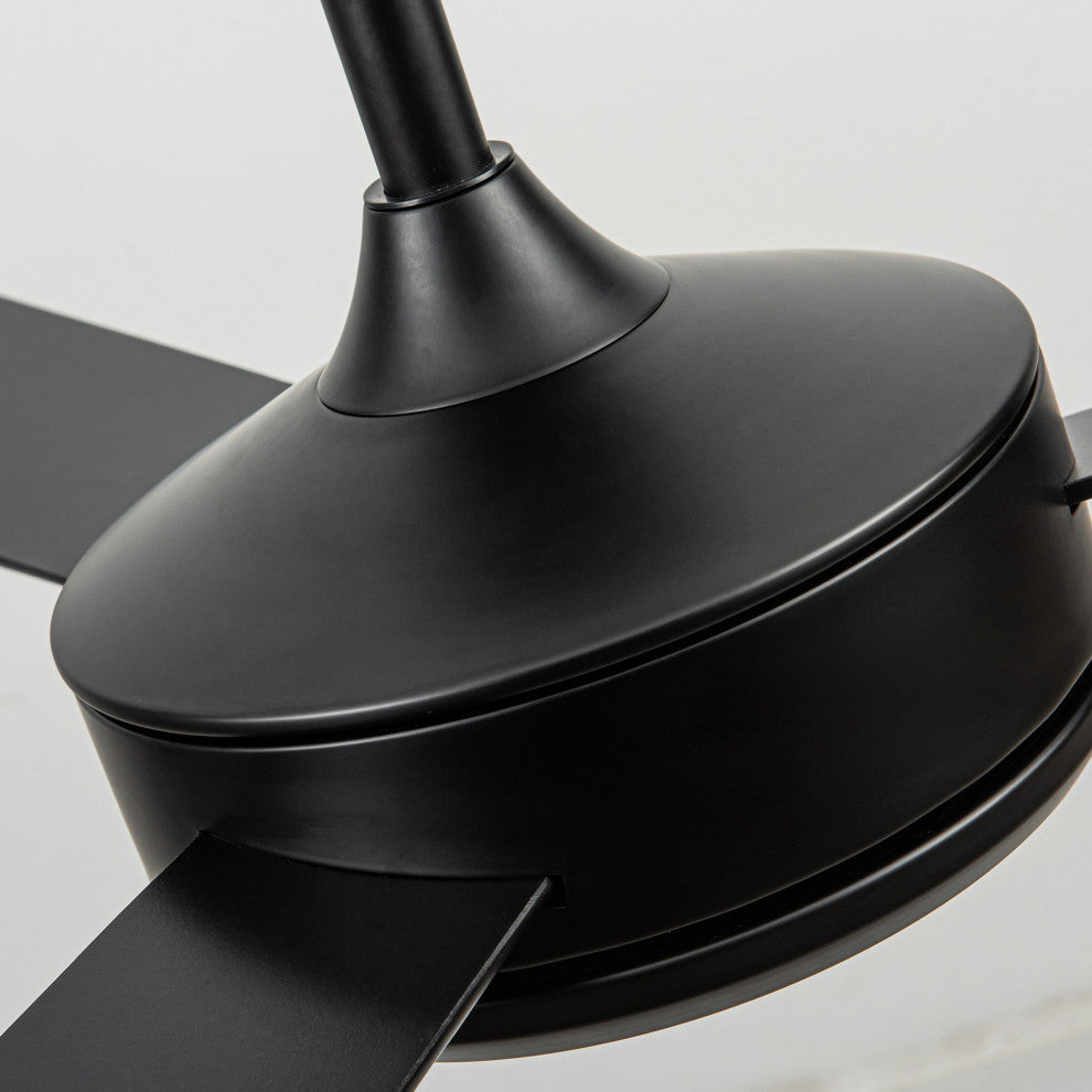 52-inch Modern 3-Blade Black LED Ceiling Fan without Light